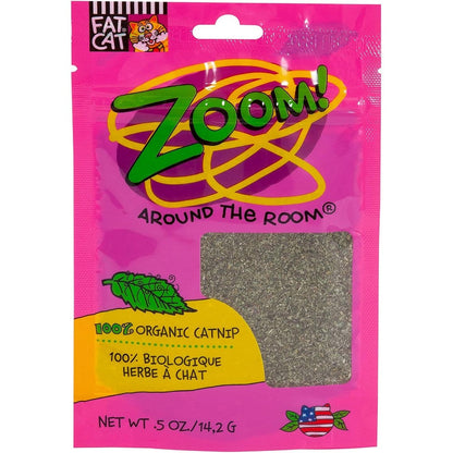 Petmate Fat Cat Kitty Hoots Zoom Around the Room Organic Catnip High Potency Leaf and Flower Formula USA Imported Premium Pouch 0.5 Ounce
