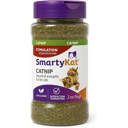 SmartyKat Natural Catnip Canister Premium Dried Catnip For Indoor Cats Positive Training Aid Resealable Shaker Bottle 2 Ounces