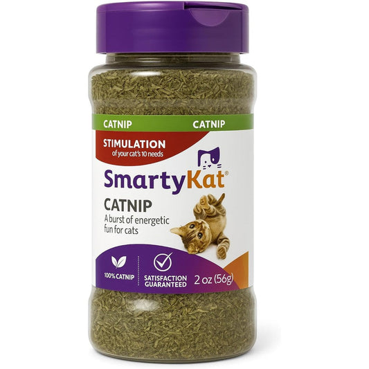 SmartyKat Natural Catnip Canister Premium Dried Catnip For Indoor Cats Positive Training Aid Resealable Shaker Bottle 2 Ounces