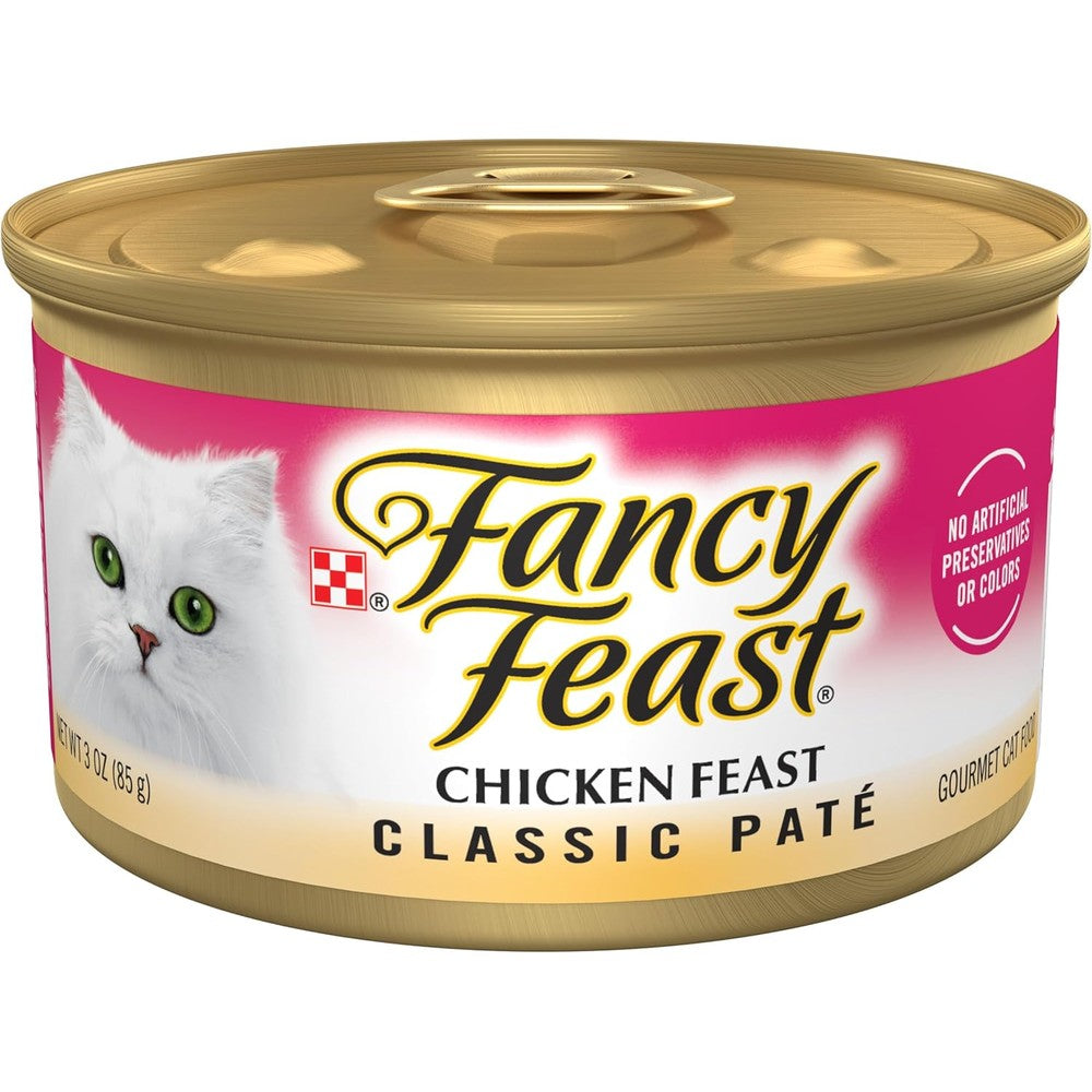 Purina Fancy Feast Classic Chicken Feast Grain Free Wet Cat Food Pate 3 Ounce Cans Pack Of 24