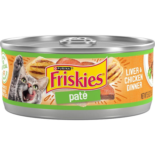 Purina Friskies Wet Cat Food Pate Liver And Chicken Dinner 5.5 Ounce Cans Pack Of 24