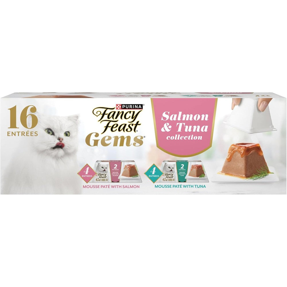 Fancy Feast Gems Pate Cat Food Mousse Salmon Or Tuna And A Halo Of Savory Gravy Wet Cat Food Variety Pack Eight Count Boxes