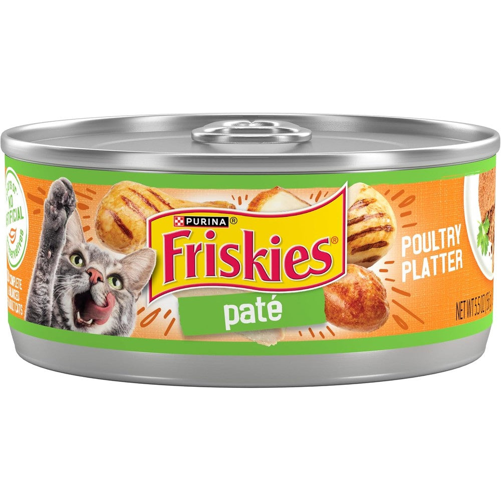Purina Friskies Wet Cat Food Pate Poultry Platter 5.5 Ounce 24 Cans