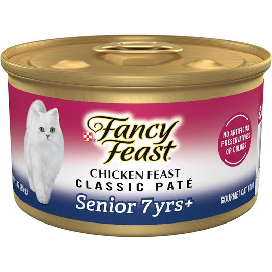 Purina Fancy Feast Wet Senior Cat Food 7 Years Plus Chicken Feast Pate 3 Ounce 24 Cans