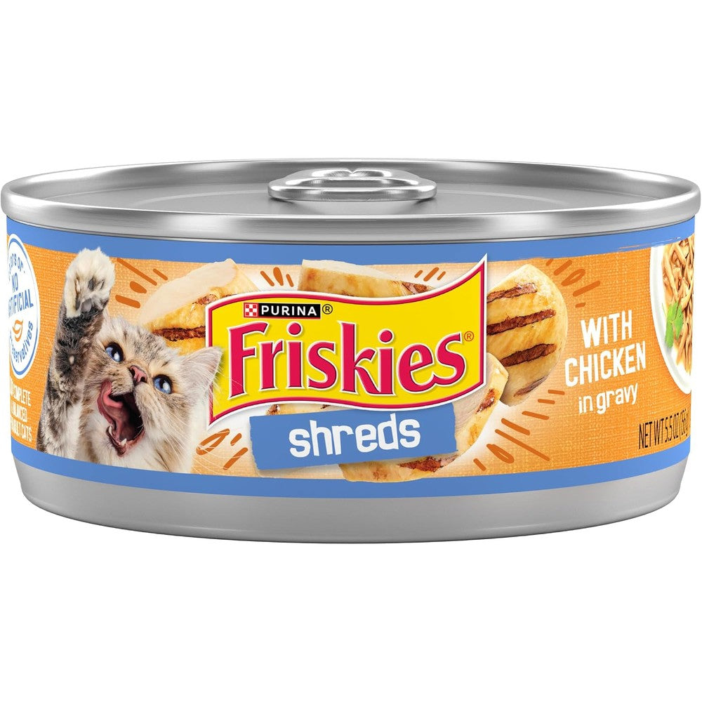 Purina Friskies Shreds With Chicken In Wet Cat Food Gravy 5.5 Ounce Cans Pack Of 24