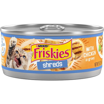 Purina Friskies Shreds With Chicken In Wet Cat Food Gravy 5.5 Ounce Cans Pack Of 24