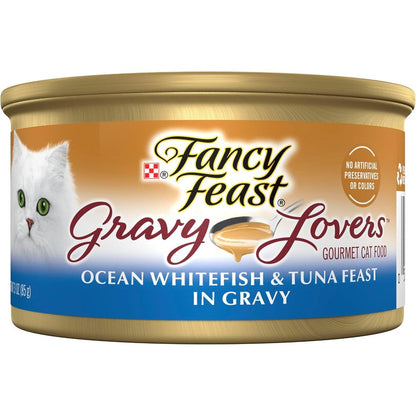 Purina Fancy Feast Gravy Lovers Ocean Whitefish And Tuna Feast Grilled Gourmet Wet Cat Food 3 Ounce 24 Cans