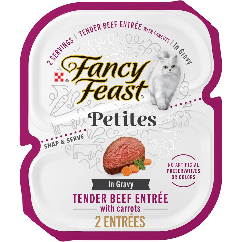 Purina Fancy Feast Petites Tender Beef Entree With Carrots In Gravy Gourmet Wet Cat Food 2.8 Ounce Tubs Pack Of 12