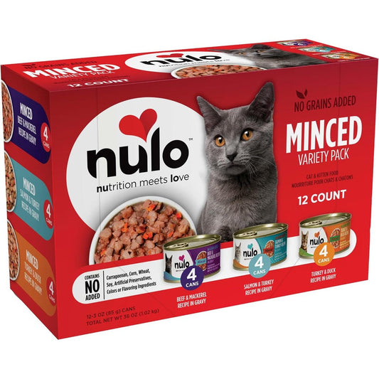 Nulo Variety Flavors Grain Free Minced Wet Canned Cat Food 3 Ounce Pack Of 12