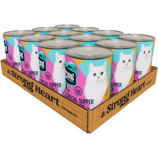 Strongheart Canned Wet Cat Food Special Supper Dinner Pate Turkey Whitefish And Liver Adult Cats 13.2 Ounce Cans Pack Of 12