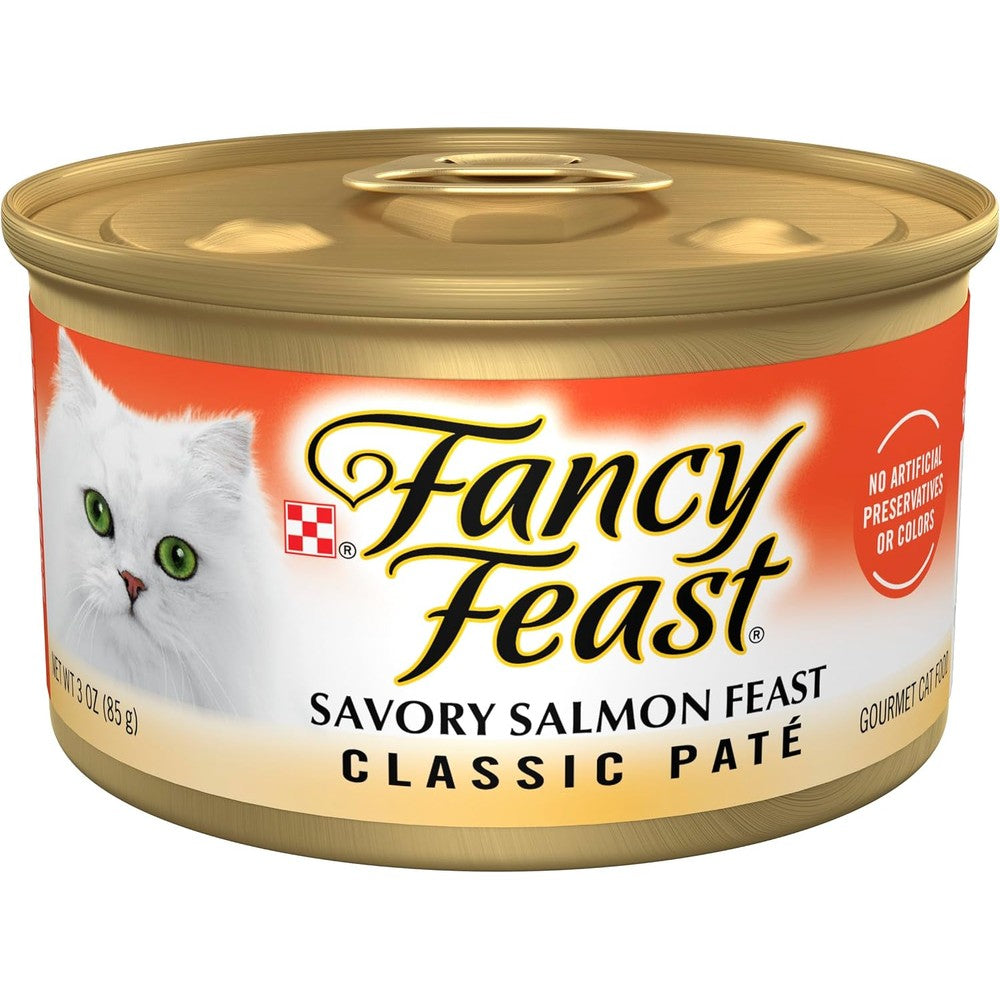 Fancy Feast Salmon Feast Classic Wet Cat Food 3 Ounce Cans Pack Of 24 front view