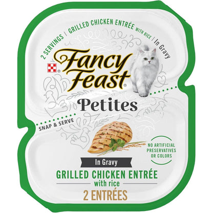 Purina Fancy Feast Petites Grilled Chicken Entree With Rice In Gravy Gourmet Wet Cat Food 2.8 Ounce Tubs Pack Of 12