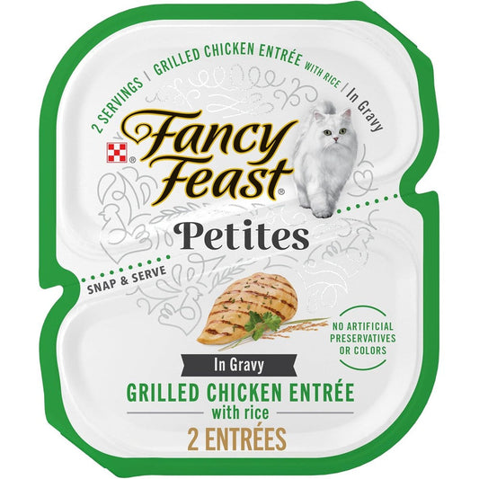 Purina Fancy Feast Petites Grilled Chicken Entree With Rice In Gravy Gourmet Wet Cat Food 2.8 Ounce Tubs Pack Of 12
