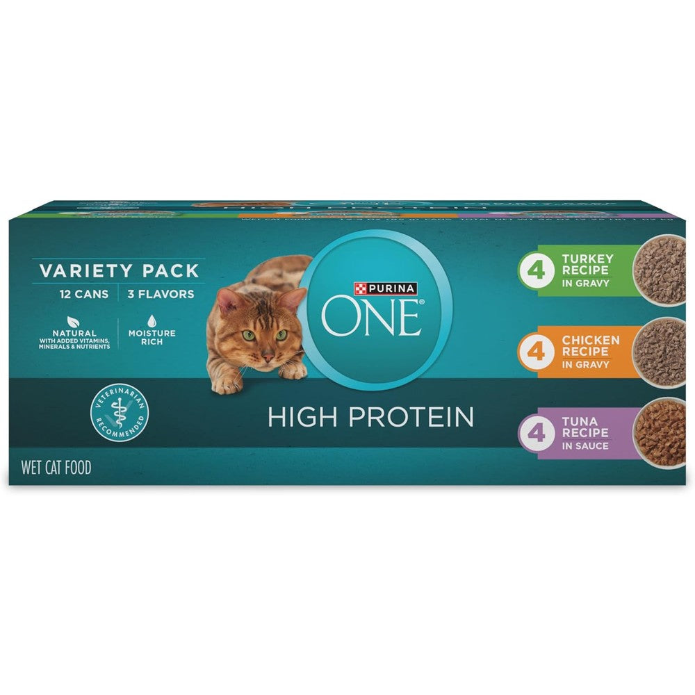 Purina One cat food variety pack front view packaging