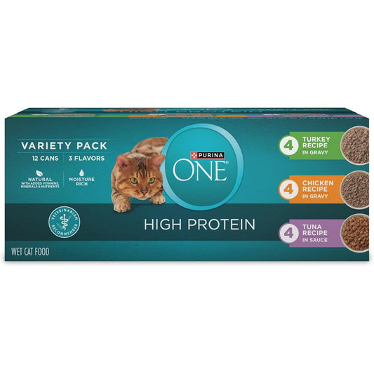Purina One Natural High Protein Cat Food Variety Pack Turkey Chicken And Tuna Recipes Twenty Four 3 Ounce Cans
