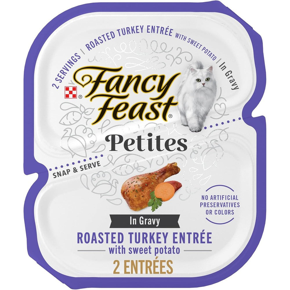 Purina Fancy Feast Petites Roasted Turkey Entree With Sweet Potato In Gravy Gourmet Wet Cat Food 2.8 Ounce Tubs Pack Of 12