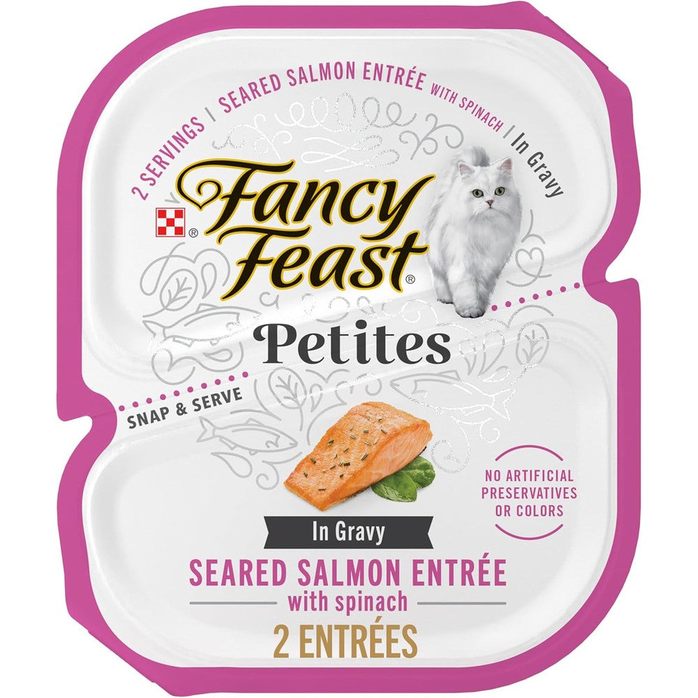 Purina Fancy Feast Petites Seared Salmon wet cat food front view packaging