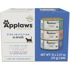 Applaws Fish Variety Pack Wet Cat Food In Broth 12 Cans, High Protein Grain Free Canned Cat Food
