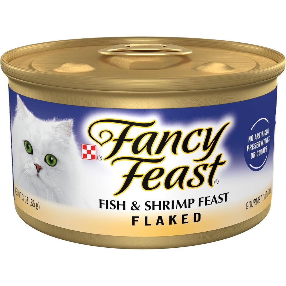 Fancy Feast wet cat food cans front view gourmet seafood