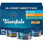 Blue Buffalo Tastefuls Wet Cat Food PatÃ© Variety Pack Chicken Turkey Ocean Fish And Tuna Adult Cats 5.5 Ounce 24 Cans