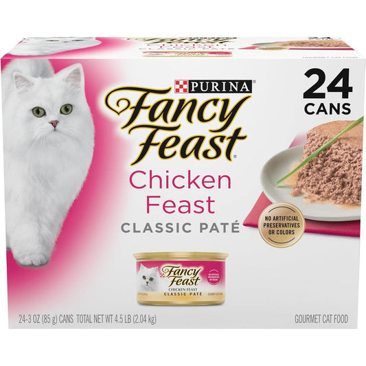 Fancy Feast Chicken Feast Classic Pate Collection Grain Free Wet Cat Food Twenty Four 3 Ounce Pull Top Cans