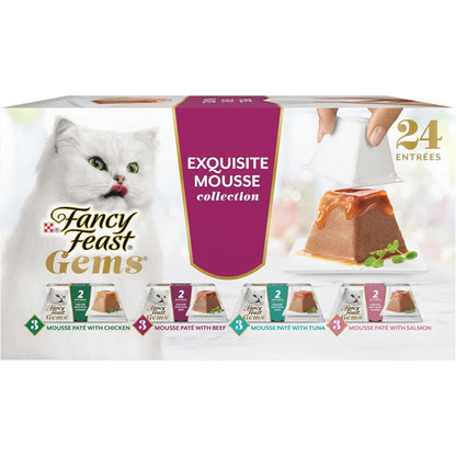 Fancy Feast Gems Pate Cat Food Mousse And A Halo Of Savory Gravy Wet Cat Food Variety Pack - Pack Of 12, 4 Ounce Boxes
