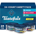 Blue Buffalo Tastefuls Flaked Adult Wet Cat Food Variety Pack Tuna Chicken Fish And Shrimp 5.5 Ounce 24 Cans
