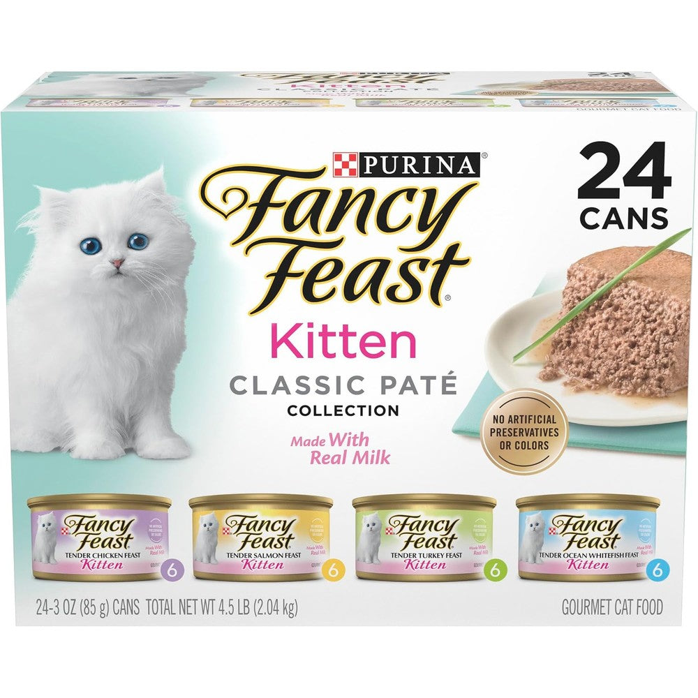 Fancy Feast wet kitten food front view box packaging
