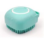 Haminway 2-in-1 dog bath brush front view blue