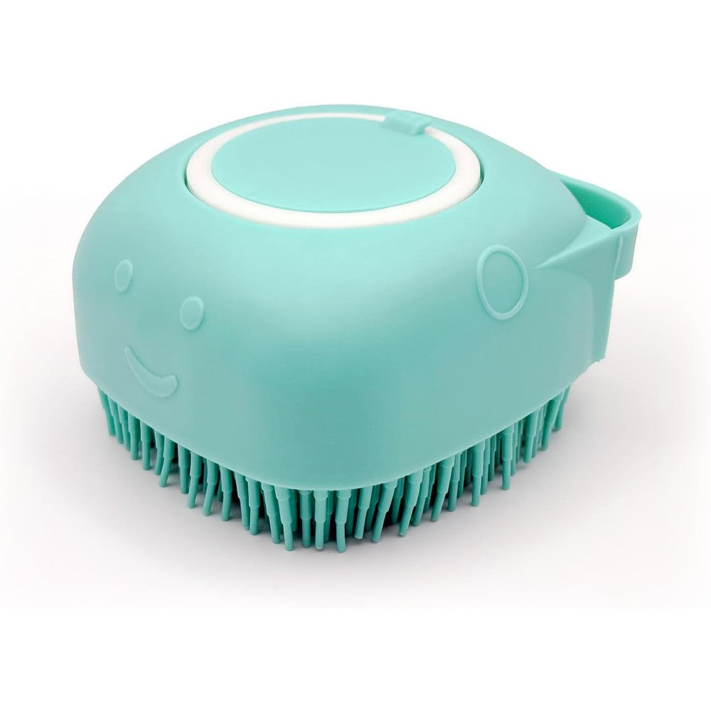 Haminway 2-in-1 dog bath brush front view blue