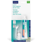 Virbac C.E.T. cat oral hygiene kit front view showcasing the toothpaste and brushes package