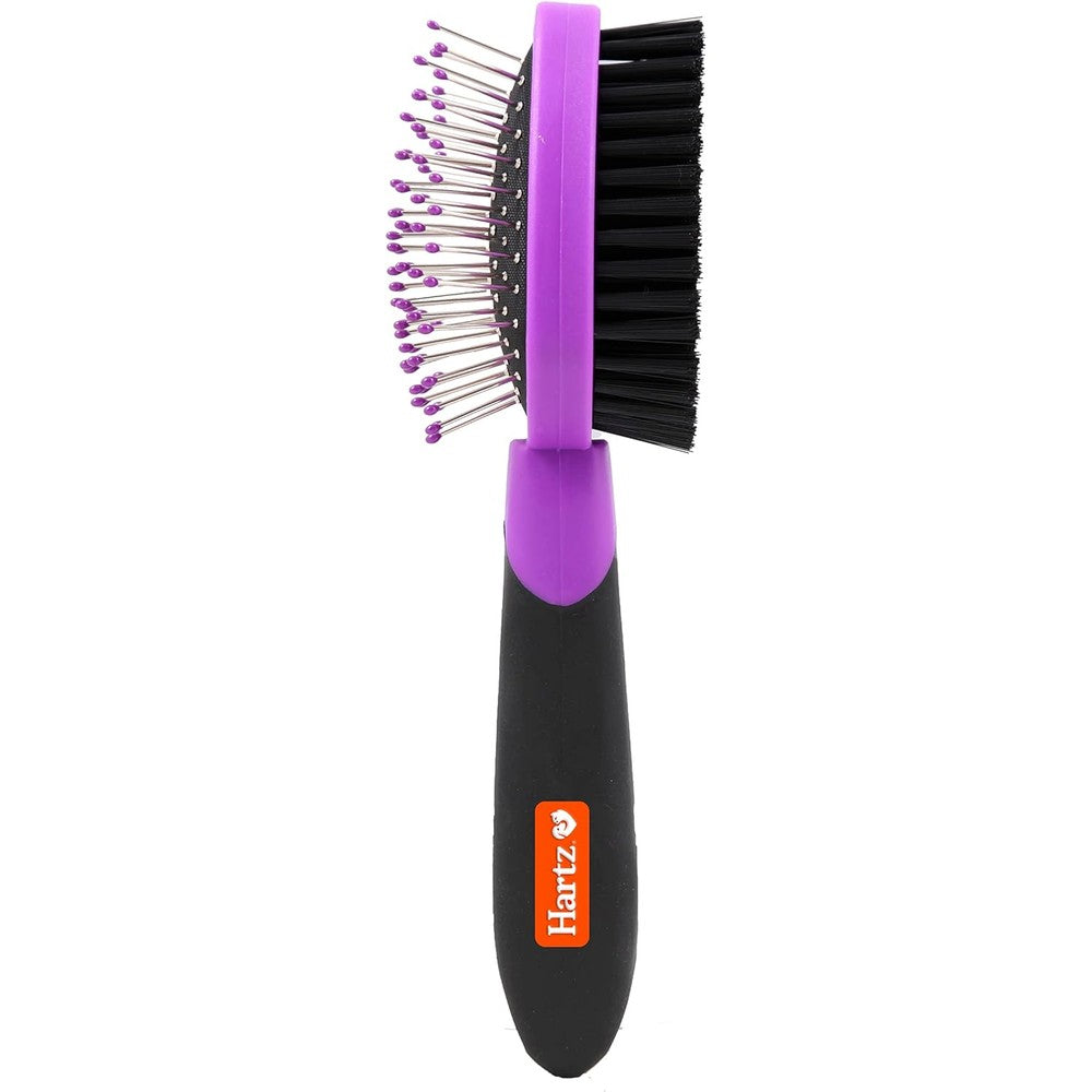 Hartz grooming bundle front view showing shampoo bottle and combo brush