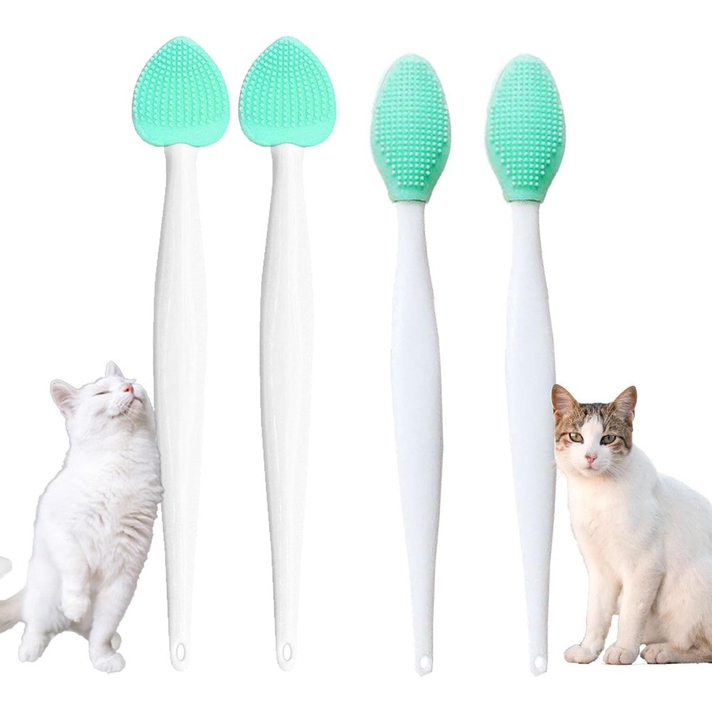 JGocot Cat Grooming Essentials front view of four piece silicone acne brush set.