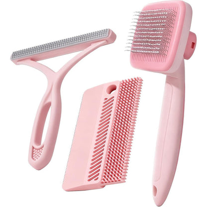 Hemzy Petobey pink self-cleaning slicker brush front view for pets