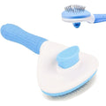 JRKOETY self cleaning slicker cat brush front view showing triangle brush head and white body