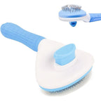 JRKOETY self cleaning slicker cat brush front view showing triangle brush head and white body