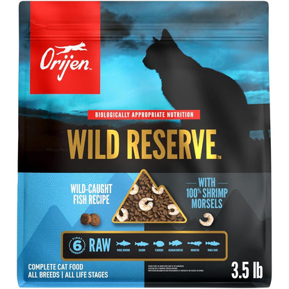ORIJEN Wild Reserve Dry Cat Food Wild Caught Fish Recipe High Protein Grain Free Kibble For All Life Stages 3.5 Pound Bag