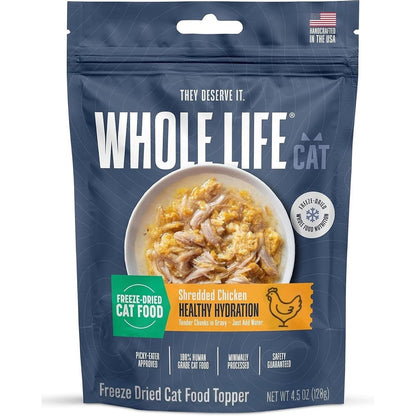 Whole Life Pet Products Freeze Dried Cat Food Human Grade Wet Food Topper And Shredded Chicken Lickable Treats Four Point Five Ounce