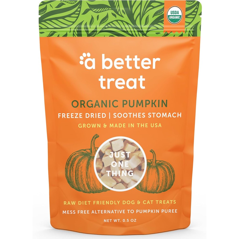 A Better Treat Freeze Dried Organic Pumpkin Dog and Cat Treats Single Ingredient Natural Digestive Support Snacks 0.64 Ounce