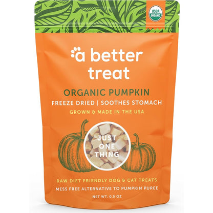 A Better Treat Freeze Dried Organic Pumpkin Dog and Cat Treats Single Ingredient Natural Digestive Support Snacks 0.64 Ounce