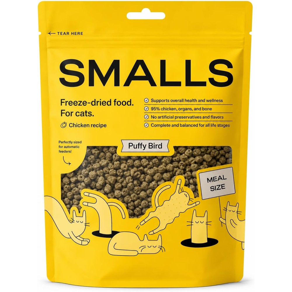 Smalls Freeze Dried Puffy Bird Chicken Recipe Balanced Cat Food 8 Ounce