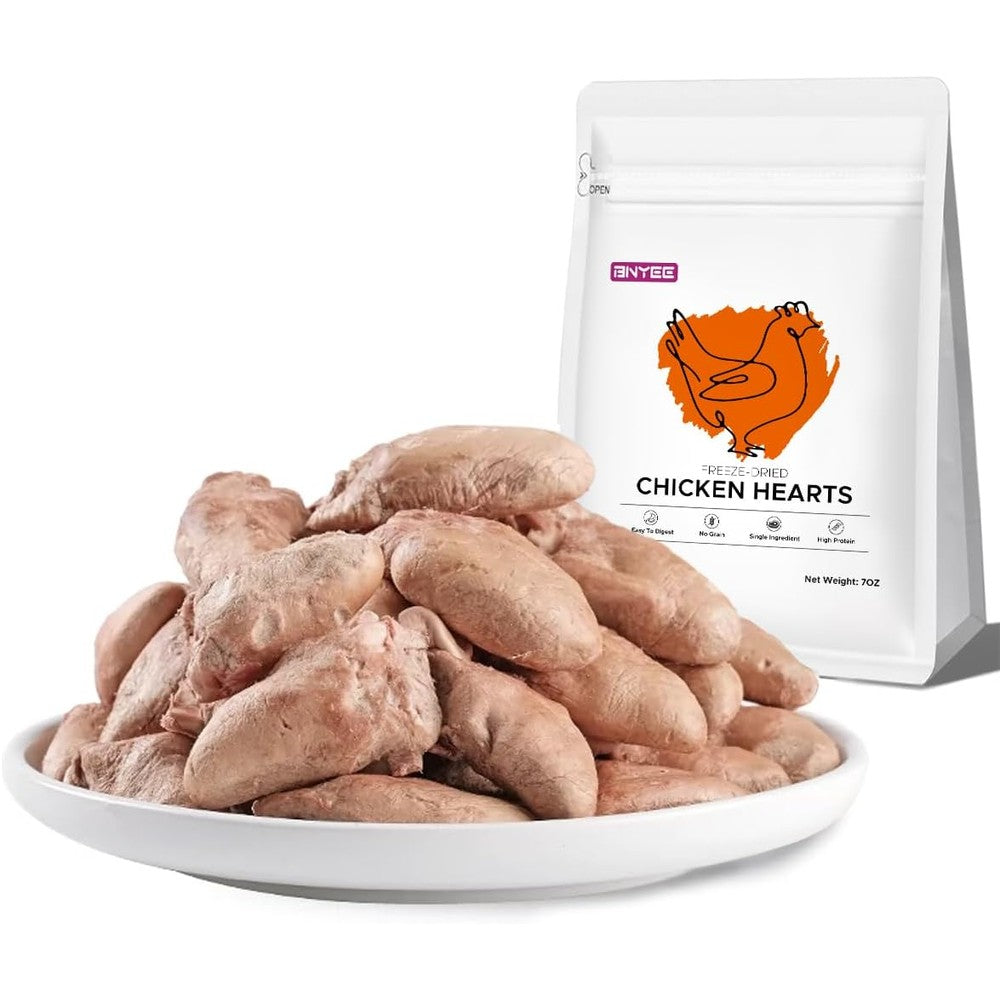 Bnyee Freeze Dried Chicken Hearts Treats For Dogs And Cats High Protein Raw Food Topper Single Ingredient Rawhide Free Pet Snacks 7 Ounce