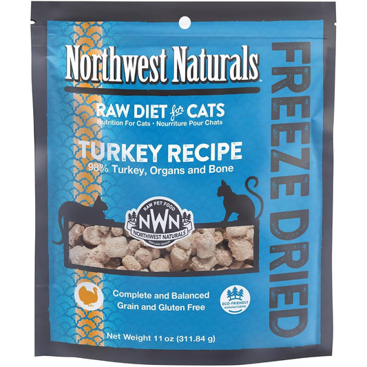 Northwest Naturals Freeze Dried Turkey Cat And Kitten Food Bite Sized Nibbles All Natural High Protein Raw Diet Complete And Balanced Eleven Ounce