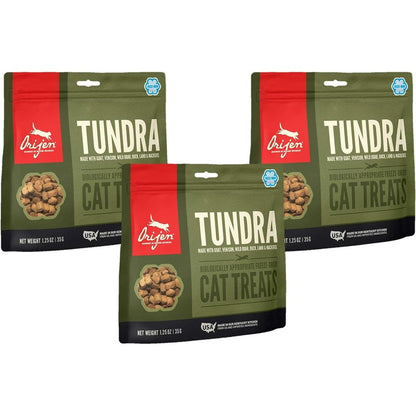 Orijen Tundra Freeze Dried Grain Free Cat Treats Made In The USA Three Pack 1.25 Ounces Each