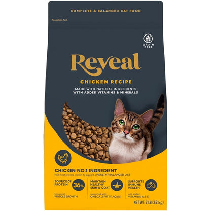Reveal Chicken Recipe Adult Dry Cat Food Grain Free Complete And Balanced Premium Kibble 7 Pound Bag