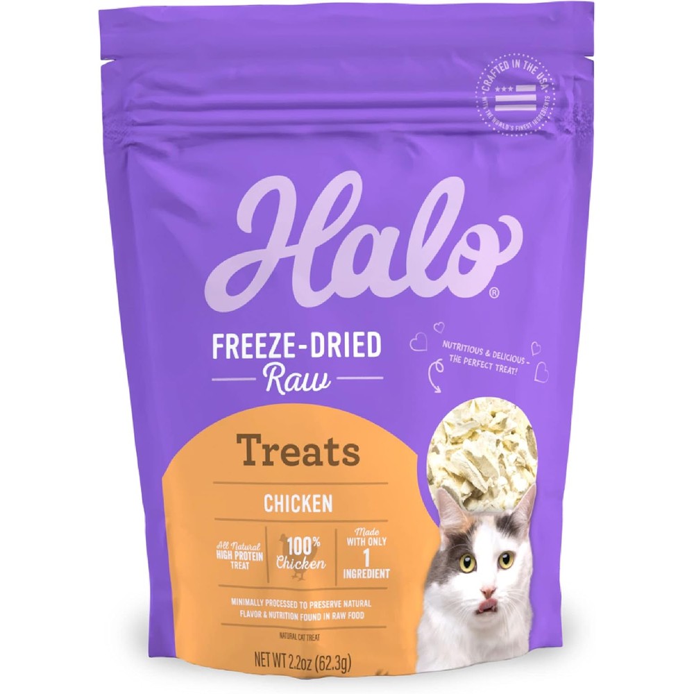 Halo Liv A Littles freeze-dried chicken breast pet treats jar front view