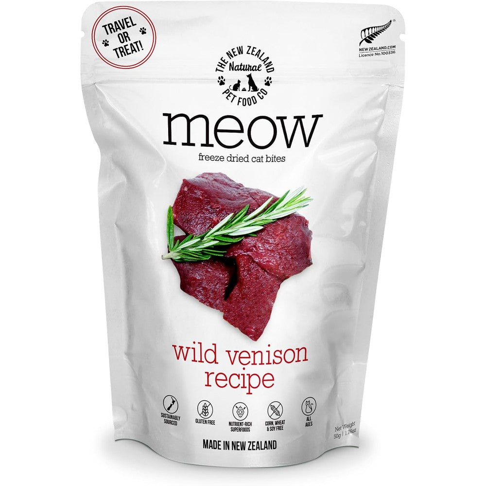 The New Zealand Natural Pet Food Co Meow Freeze Dried Cat Food Wild Venison Recipe High Protein Treats Meals And Toppers 1.76 Ounce