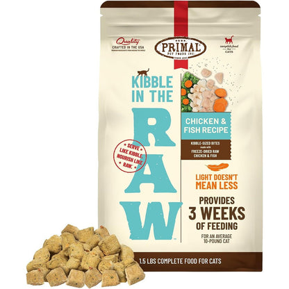 Primal Pet Foods Kibble In The Raw Freeze Dried Cat Food Chicken And Fish Recipe Scoop And Serve Whole Ingredient Nutrition 24 Ounce