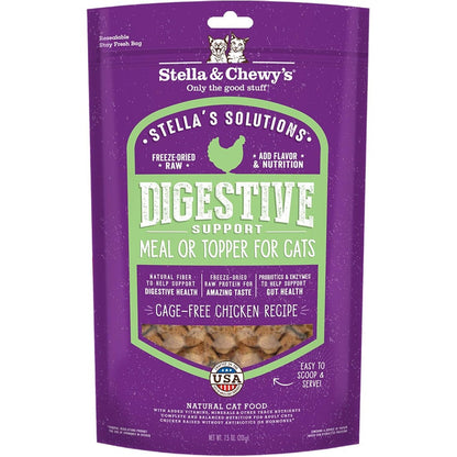 Stella & Chewy's Stella's Solutions Digestive Boost Cage-Free Chicken Dinner Mixer Freeze-Dried Raw Grain Free Cat Food, 7.5 Ounce Bag