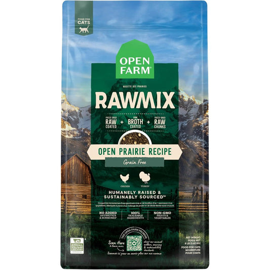 Open Farm RawMix Prairie Recipe Dry Cat Food With Freeze Dried Raw Chunks And Bone Broth Coating For Indoor And Outdoor Cats Grain Free 8 Pound